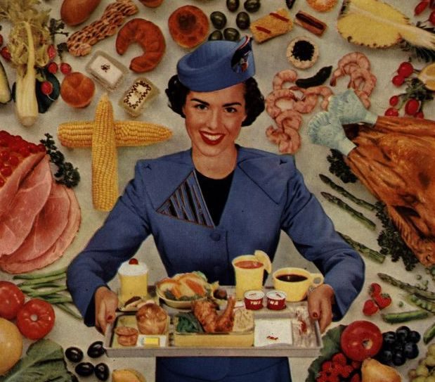The good old days in the 1950s, when airlines advertised delicious food.